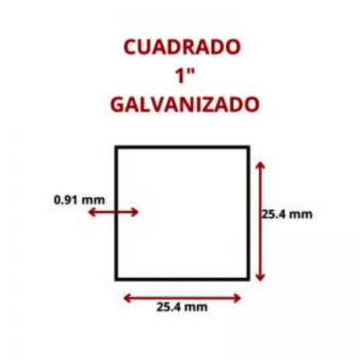 CUADRADO 1 CAL -- 20 -- 25.4 MM GALV